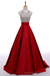 High Low Beaded Red Beautiful Simple Modest Prom Dresses